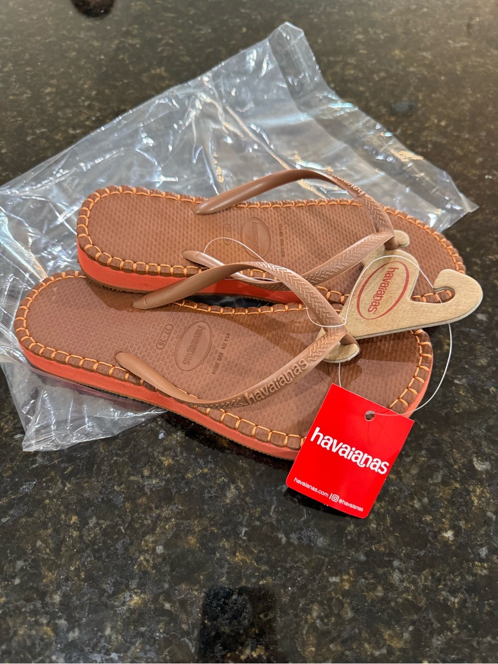 Havaianas Brown and Orange Women's Foam Flip Flop Sandals